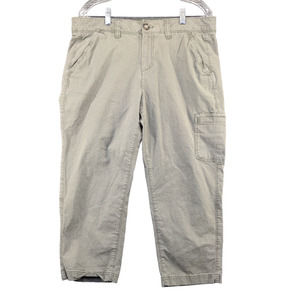 Eddie Bauer Women's Straight Leg Cropped Utility Pants Green 14 Flat Front